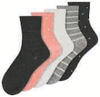 Lot de 5 paires de mi-chaussettes fantaisies femme en promo chez Super U Dunkerque à 4,90 €