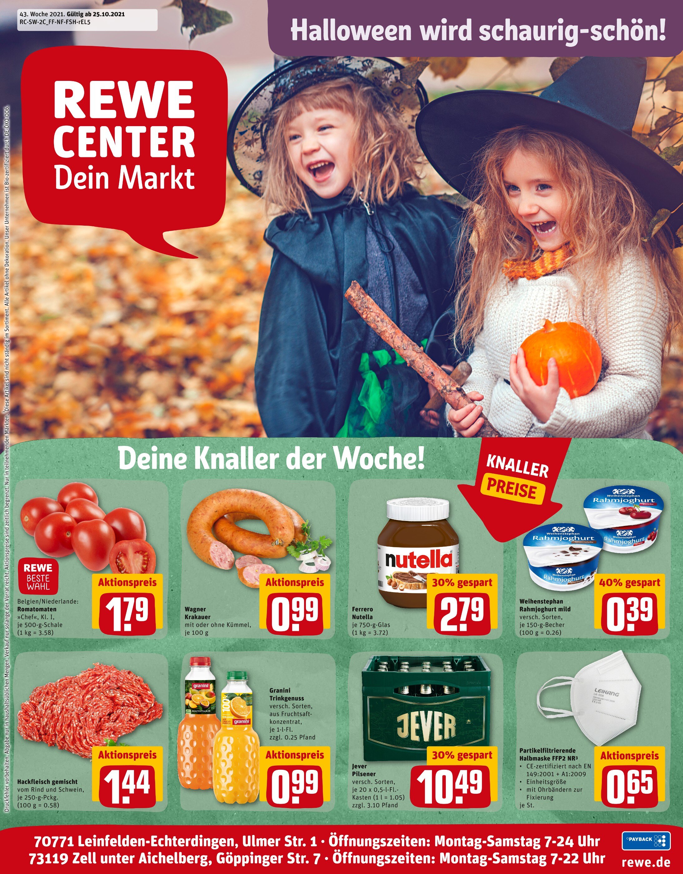 REWE Prospekt für Filderstadt mit 29 Seiten REWE Prospekt für Filderstadt: "Angebote im Markt", 29 Seiten, 25.10.2021 - 30.10.2021