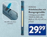 Arbeitsleuchte mit Bewegungsmelder im ALDI SÜD Prospekt Arbeitsleuchte mit Bewegungsmelder von WORKZONE im aktuellen ALDI SÜD Prospekt für 29,99 €