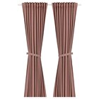 Aktuelles 2 Gardinen + Raffhalter mit Gardinenband/braunrot Angebot bei IKEA in Stuttgart ab 29,99 €