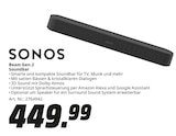 Beam Gen.2 Soundbar von SONOS für 449,99 € bei MediaMarkt Saturn im Angebot Beam Gen.2 Soundbar von SONOS im aktuellen MediaMarkt Saturn Prospekt