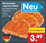Aktuelles Wintersteaks „Paprika Pfeffer“ Angebot bei Netto Marken-Discount in Hamm ab 3,49 €