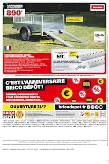 Promotion Remorque dans le prospectus Brico Dépôt, valable du 24/10/2025 au 06/11/2025 Promo Remorque dans le catalogue Brico Dépôt du moment à la page 20
