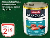 GranCarno Hundenassfutter im Angebot bei GLOBUS in Frechen GranCarno Hundenassfutter Angebote von Animonda bei GLOBUS Frechen für 2,19 €