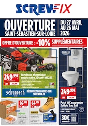 Prospectus Screwfix à Saint-Hilaire-de-Loulay, "OUVERTURE SAINT-SÉBASTIEN-SUR-LOIRE", 2 pages, 27/04/2026 - 26/05/2026