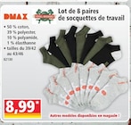 Norma Uckange - Promo Lot de 8 paires de socquettes de travail Promo Lot de 8 paires de socquettes de travail à 8,99 € dans le catalogue Norma à Uckange