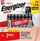 Piles alcalines Max LR06 (AA) - Energizer en promo chez Migros France Annemasse à 7,91 €