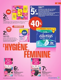 Offre Serviettes Hygiéniques dans le catalogue E.Leclerc du moment à la page 21