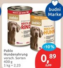 Hundenahrung von Pablo für 0,89 € bei budni im Angebot Hundenahrung von Pablo im aktuellen budni Prospekt