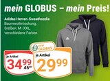 Herren-Sweathoodie im Angebot bei GLOBUS in Plauen Herren-Sweathoodie Angebote von Adidas bei GLOBUS Plauen für 29,99 €