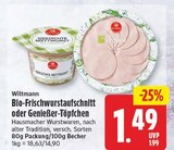 Bio-Frischwurstaufschnitt im Angebot bei WEZ in Bad Oeynhausen Bio-Frischwurstaufschnitt Angebote von Wiltmann bei WEZ Bad Oeynhausen für 1,49 €