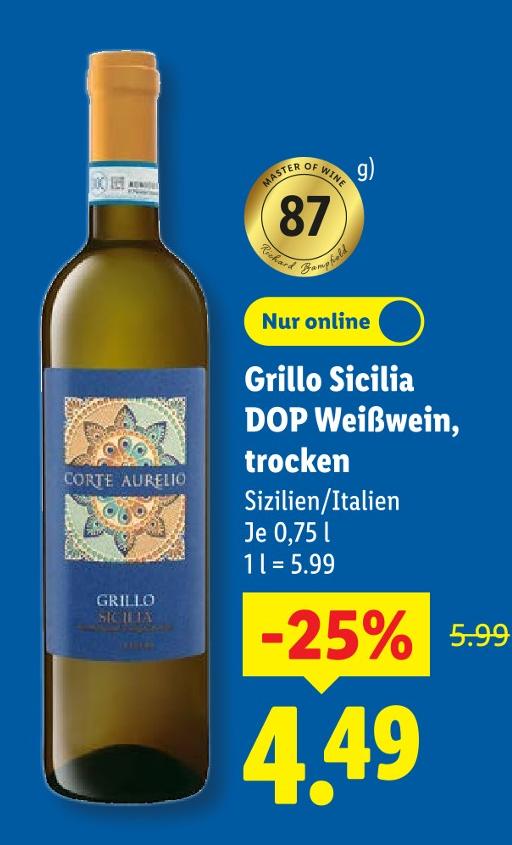 Grillo Sicilia DOP Weißwein, trocken