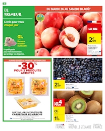 Prix et réduction Pêche dans le prospectus Carrefour Market en cours Offre Pêche dans le catalogue Carrefour Market du moment à la page 20