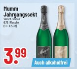 Jahrgangssekt Extra Dry im Angebot bei Trinkgut in Wunstorf Jahrgangssekt Extra Dry Angebote von Mumm bei Trinkgut Wunstorf für 3,99 €