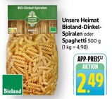 Aktuelles Unsere Heimat Bioland-Dinkel-Spiralen Angebot bei EDEKA in Freiburg (Breisgau) ab 2,49 €