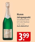 Jahrgangssekt Angebote von Mumm bei famila Nordost Pinneberg für 3,99 €
