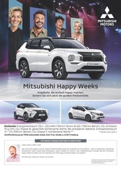Aktueller Mitsubishi Werkstatt & Auto Prospekt in Mittergars und Umgebung, "Mitsubishi Happy Weeks" mit 1 Seite, 15.09.2025 - 13.10.2025