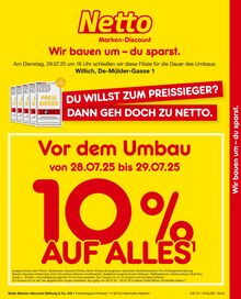 Netto Marken-Discount Prospekt "Vor dem Umbau 10% AUF ALLES." mit  Seiten (Willich)