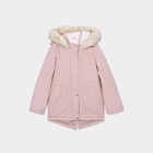 Parka à capuche fausse fourrure rose pastel fille dans le catalogue La Halle