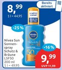 Sun Sonnenspray Schutz & Bräune LSF50 Angebote von Nivea bei budni Lüneburg für 8,99 €