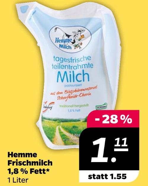 Frischmilch 1,8 % Fett