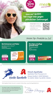 Aktueller mea - meine apotheke Prospekt "Unsere Juli-Angebote" Seite 1 von 4 Seiten für Wöllstein