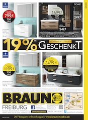 Aktueller BRAUN Möbel-Center Prospekt mit Badmöbel, "19% MEHRWERTSTEUER GESCHENKT!", Seite 20