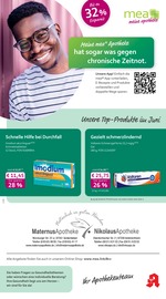 mea - meine apotheke Apotheken Prospekt der aktuellen Woche mit 4 Seiten, gültig von 01.06.2026 bis 30.06.2026, in Waldbüttelbrunn und Umgebung Aktueller mea - meine apotheke Apotheken Prospekt in Waldbüttelbrunn und Umgebung, "Unsere Juni-Angebote" mit 4 Seiten, 01.06.2026 - 30.06.2026