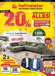 Aktueller hofmeister Prospekt mit Ecksofa, "20% MÖBELRABATT AUF ALLES!", Seite 1