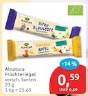 Birne Blaubeere Fruchtriegel von Alnatura für 0,59 € bei budni im Angebot Birne Blaubeere Fruchtriegel von Alnatura im aktuellen budni Prospekt