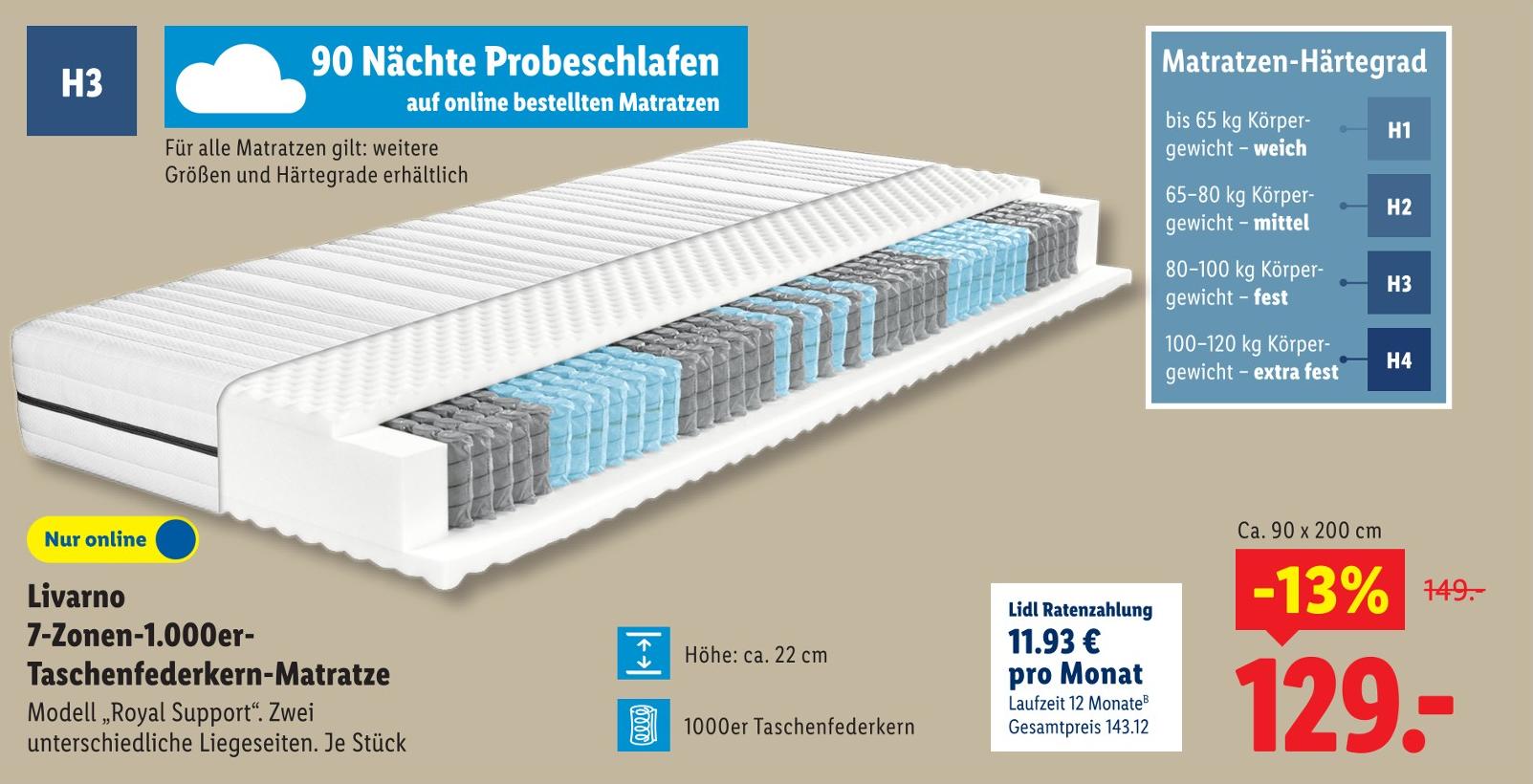 7-Zonen-1.000er-Taschenfederkern-Matratze