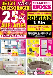 Aktueller SB Möbel Boss Prospekt mit Couch, "RABATT-RAUSCH", Seite 1
