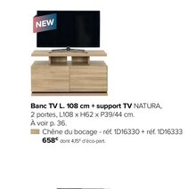 Banc TV L. 108 cm + support TV Natura, - Gautier à Draveil Banc TV L. 108 cm + support TV Natura, en promo chez Gautier Draveil à 658,00 €