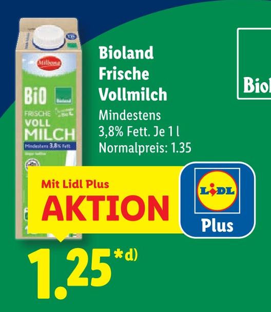 Bioland Frische Vollmilch