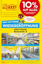 Discounter Prospekt von Netto Marken-Discount Jülich Netto Marken-Discount Prospekt: "Wiedereröffnung - 10% auf ALLES", 6 Seiten, 01.07.2025 - 05.07.2025