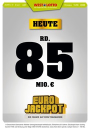 Discounter Prospekt von Westlotto Dortmund Westlotto Prospekt: "Diesen Freitag rd. 85 Mio. €", 3 Seiten, 07.06.2023 - 09.06.2023