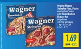 Steinofen Pizza, Pizzies verschiedene Sorten oder Flammkuchen Elsässer Art Angebote von Wagner bei diska Leipzig für 1,69 €