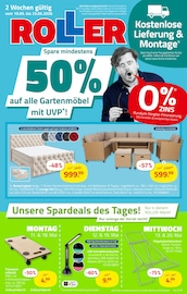 Aktueller ROLLER Möbel & Einrichtung Prospekt in Freital und Umgebung, "50% auf alle Gartenmöbel mit UVP!" mit 16 Seiten, 10.05.2026 - 23.05.2026