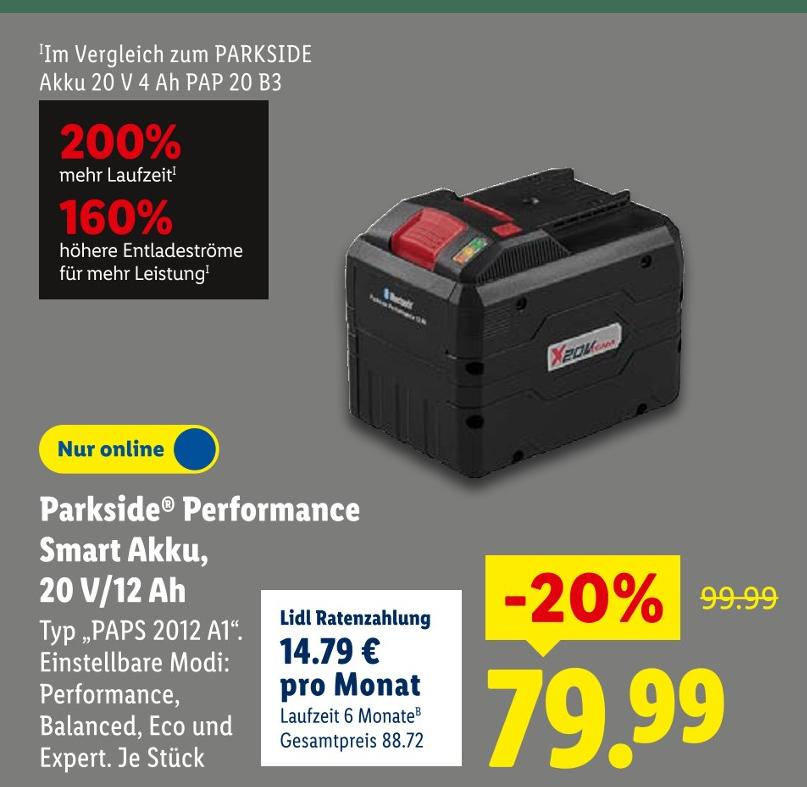 Performance Smart Akku, 20 V/12 Ah