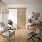 Kit porte coulissante MDF chêne miel 204x83 cm avec rail aluminium en promo chez Brico Dépôt Aix-en-Provence à 135,00 €