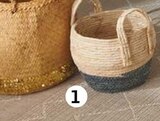 PANIER JONC DE MER BICOLORE en promo chez Auchan Hypermarché PANIER JONC DE MER BICOLORE dans le catalogue Auchan Hypermarché