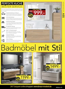 Badmöbel im aktuellen BRAUN Möbel-Center Prospekt (Freiburg (Breisgau)) Badmöbel im BRAUN Möbel-Center Prospekt "JUBILÄUMS SSV" mit 16 Seiten (Freiburg (Breisgau))