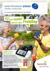 Aktueller Sanitätshaus Gäher GmbH & Co. KG Prospekt mit Blutdruckmessgerät, "Fit und mobil durch den Frühling", Seite 1