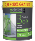 PEINTURE ADDICT-MICROPOREUSE BOIS BLANC 2,5L + 20 % GRATUIT - ADDICT dans le catalogue Décor Discount