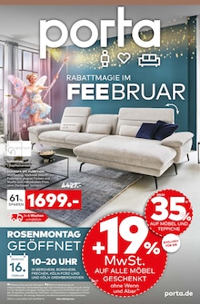 Couch im porta Möbel Prospekt "RABATTMAGIE IM FEE-BRUAR" mit 24 Seiten (Solingen (Klingenstadt))