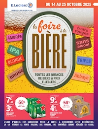 Prospectus Supermarchés E.Leclerc en cours, la foire à la BIÈRE, 16 pages, 14/10/2025 - 25/10/2025 Catalogue Supermarchés E.Leclerc en cours à L'Hermenault et alentours, la foire à la BIÈRE, 16 pages, 14/10/2025 - 25/10/2025