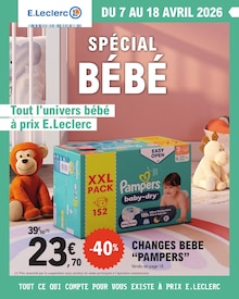 Catalogue E.Leclerc de la semaine 15, "SPÉCIAL BÉBÉ", page 1, 07/04/2026 - 18/04/2026 Prospectus E.Leclerc en cours, "SPÉCIAL BÉBÉ", page 1 sur 24