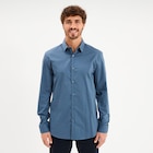 Chemise stretch manches longues bleu gris homme dans le catalogue La Halle