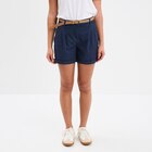 Short chino ceinture tressée bleu marine femme - La Halle Short chino ceinture tressée bleu marine femme à 19,99 € dans le catalogue La Halle