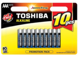 Lot de 10 piles alcaline AA - TOSHIBA dans le catalogue Maxi Bazar